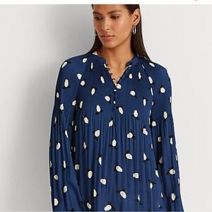 Ralph Lauren Women's Blue Pleated Top